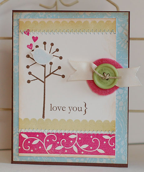 Love You Card<br />
Stamps:  Beyond Basic Borders, Tags for Spring, Heart Prints<br />...