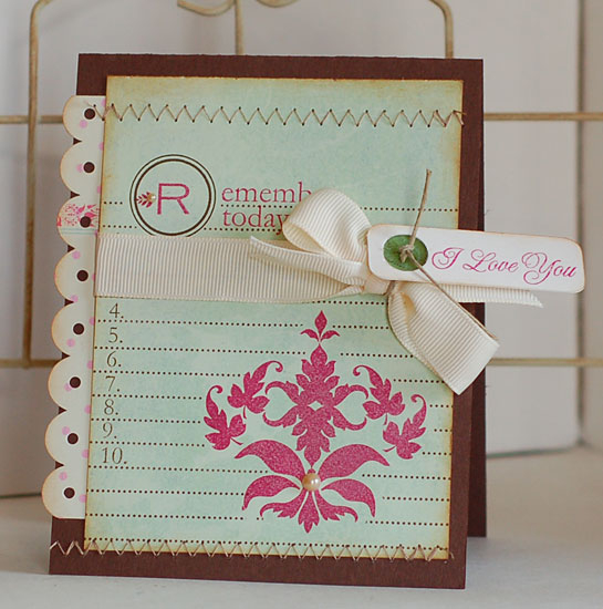 Remember I Love You Card<br />
Stamps:  Just Journaling, Damask Designs, Simply Stationery,...