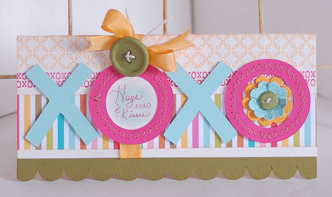 Hugs and Kisses Card<br />
Stamps:  Handwritten Notes, Background Basics: Retro, Love Songs<br...