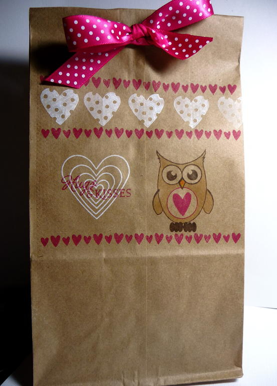 Stamps:  Wise Owl, Heart prints, Around and About<br />
Ink: Chocolate, fresh snow, raspberry...