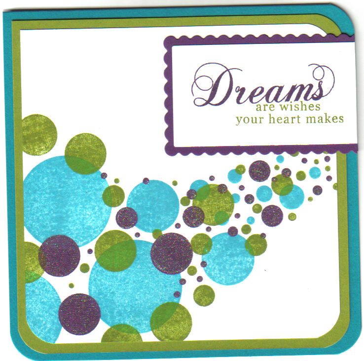 Dreams &amp; Dots<br />
Colors: Old Olive, Elegant Eggplant, Taken with Teal (SU!)<br />...