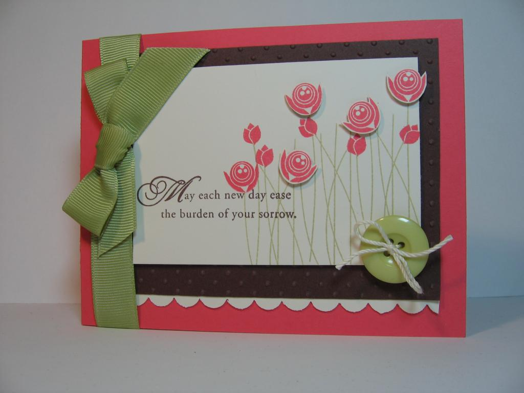With Sympathy<br />
Berry sorbet, Spring Moss, Vintage Cream &amp; Choc. Chip