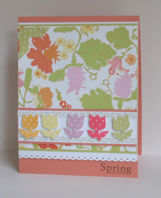 February Blog Hop Card<br />
Tulips punched from Bitty Dots paper, sentiment is from Tags for...
