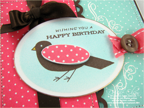 Happy Bird-day detail<br />
Stamps: Everyday Classics<br />
Paper: 2008 Bitty Dot Basics<br />...