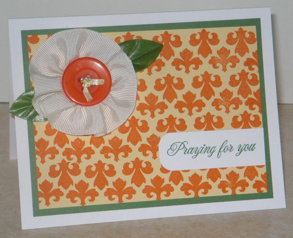 Praying Damask Designs - using pumpkin pie ink on barely banana and layered with Garden Green.