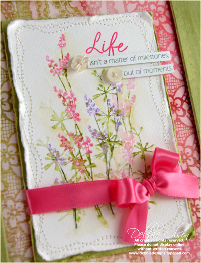 Framed Life Piece detail<br />
Stamps: Life<br />
Papers: Basic Grey Porcelain, watercolor...