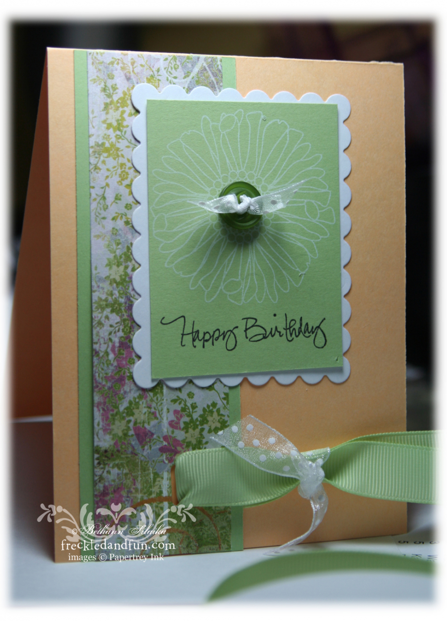 This week&#039;s FS card - using BG paper strip - pulling in SU! apricot &amp; celery<br />
<br...