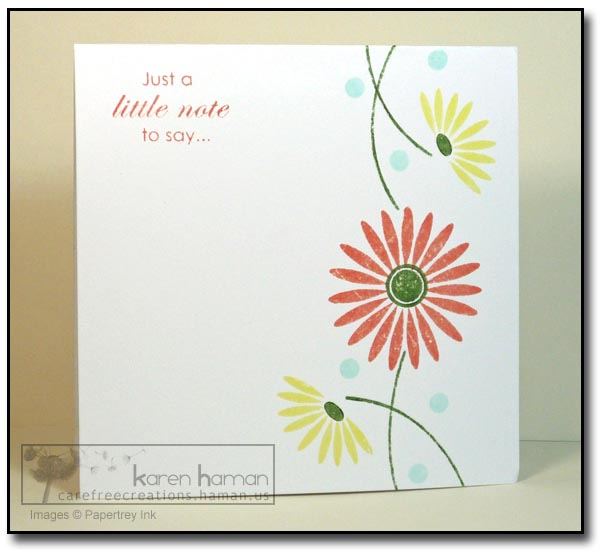 Supplies<br />
Stamps: Floral Frenzy, Faux Ribbon;<br />
Ink: Melon Berry, Lemon Tart, New...