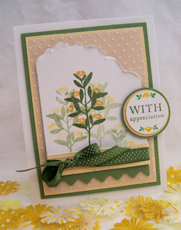 With Appreciation<br />
<br />
This card is so pretty to me. I love the vibrant color combo...