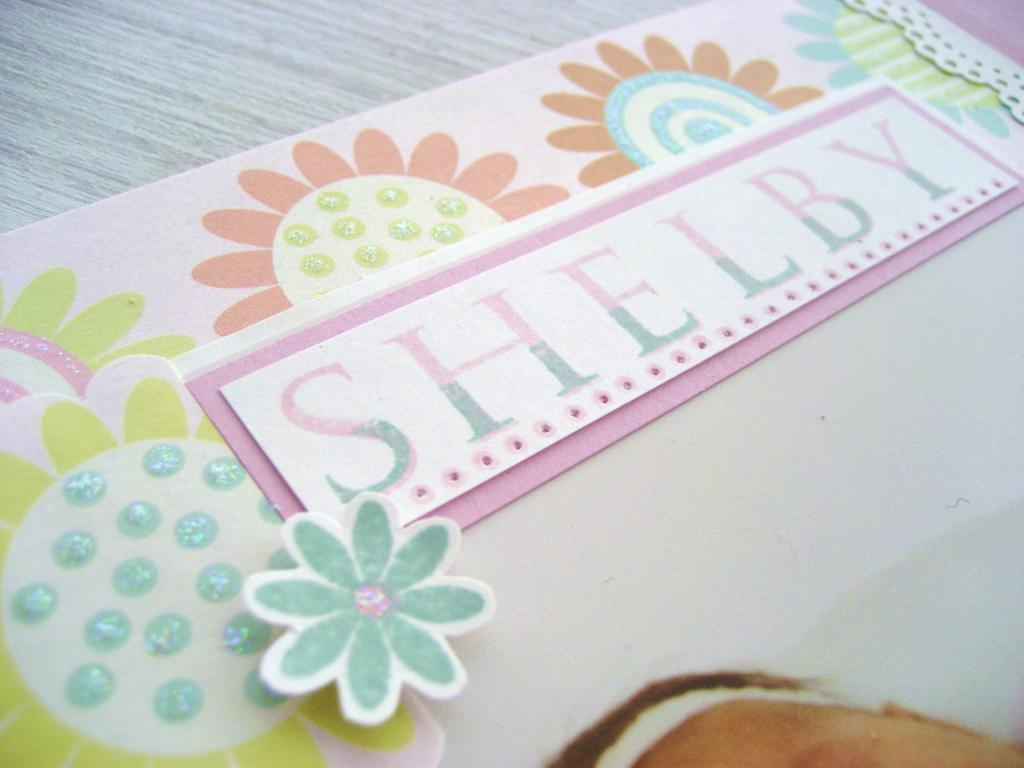 Detail on the main title.  I used the Trajan alpha to spell out Shelby's name.  I decided...