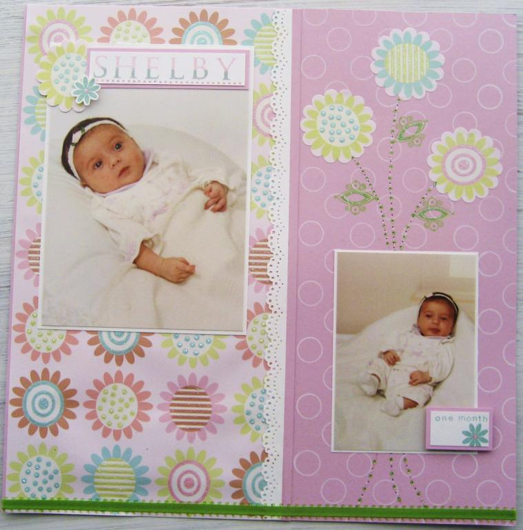 Here is my baby at one month!  The "printed paper" on the righthand side was made with...
