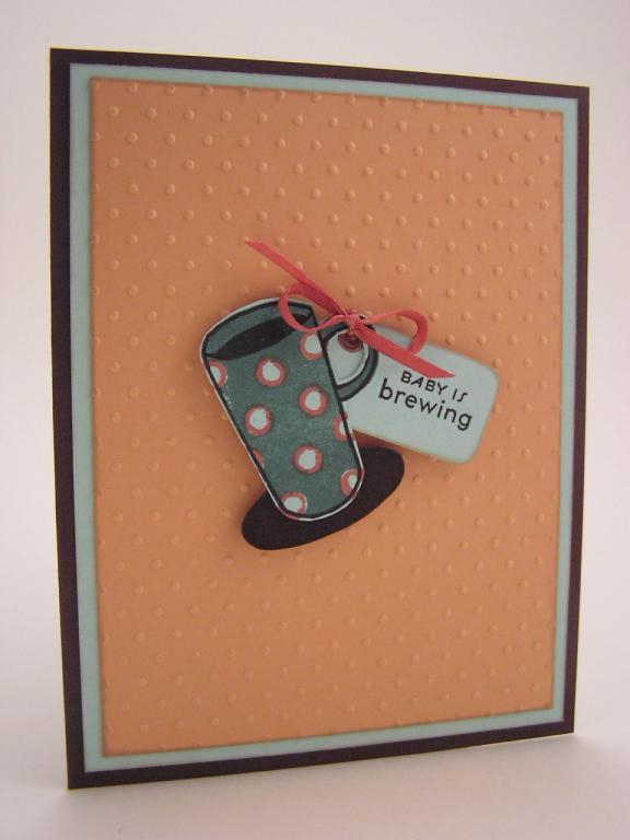 Sentiment from Favor it Baby.  Coffee cup and saucer from Warm Happiness.  Melon Berry cardstock...