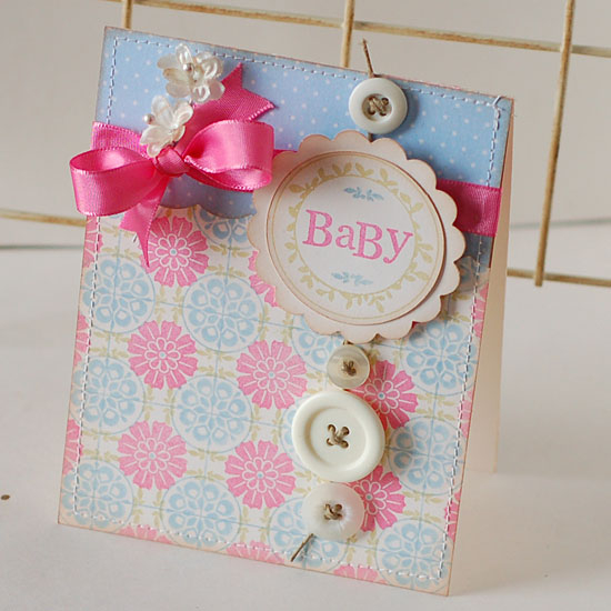 Pink and Blue Baby Card<br />
Stamps:  Guidelines 2, Mega Mixed Messages, Tags for Spring<br />...