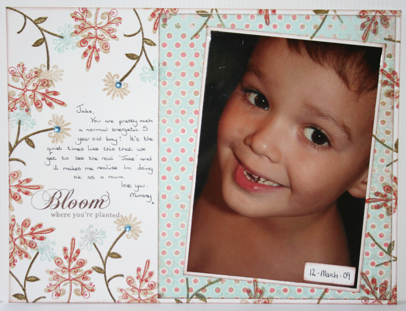 Using Spiral Bouquet set of stamps - showing you can use them on layouts (let alone boys...