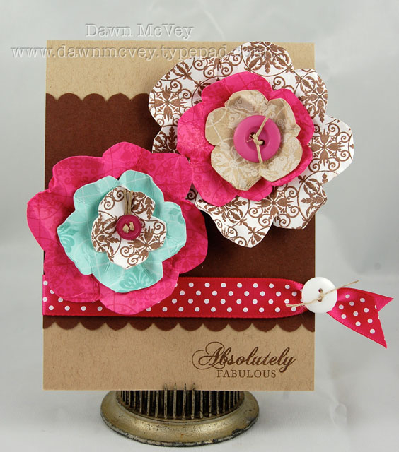Paper: kraft, dark chocolate, raspberry fizz, aqua mist, stamper's select white<br />...