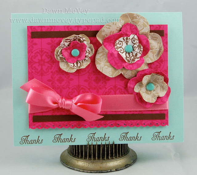 Paper: aqua mist, raspberry fizz, dark chocolate, kraft, stamper's select white<br />...