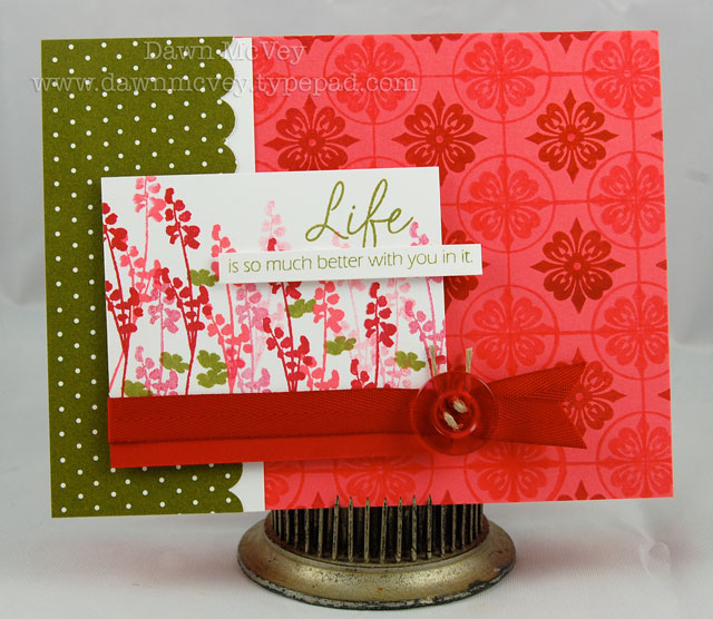 Paper: berry sorbet, stamper's select white, bitty dot basics-ripe avocado<br />
Stamps:...