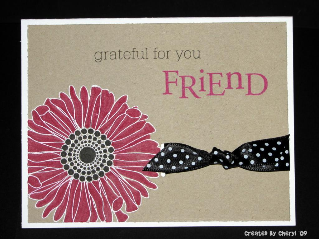 I heat embossed the flower on Kraft cardstock, then colored it in with marker.  I used the MM...