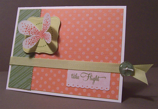 An Any Occasion card made with Butterfly Kisses, Polka Dot Basics, Faux Ribbon, Borders &amp;...