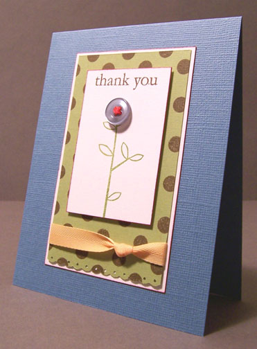 A thank you card created by integrating Polka Dot Basics, Rustic Branches, and Beyond Basic...