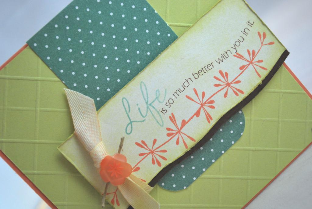 Supplies:  Stamps - Life; Ink - Melon Berry, Ocean Tides, Dark Chocolate, Spring Moss; Cardstock...