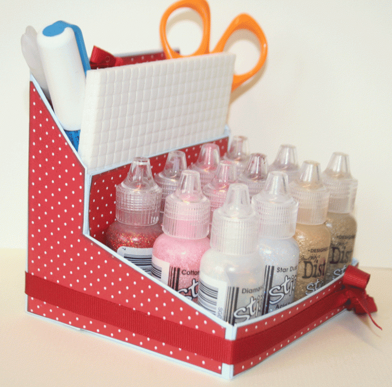 Desk tidy made using the Bitty dots papers *yum*