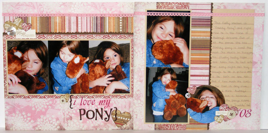 A sweet layout using the Heart Prints - sentiments - and punches for the hearts. TFL!