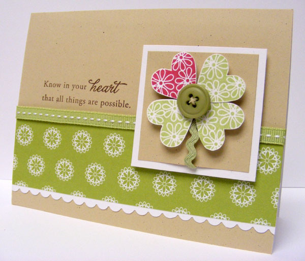 Clover/Heart Card with Heart Prints and Heart Print Sentiments. TFL!