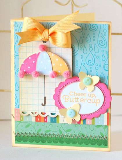 Cheep Up Buttercup Card<br />
Stamps:  Scattered Showers, Beyond Basic Borders<br />
Ink:...