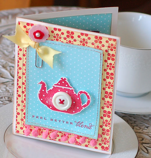 Feel Better Blend Tea Card<br />
Stamps: Background Basics: Spots and Dots, Tea for Two<br />...