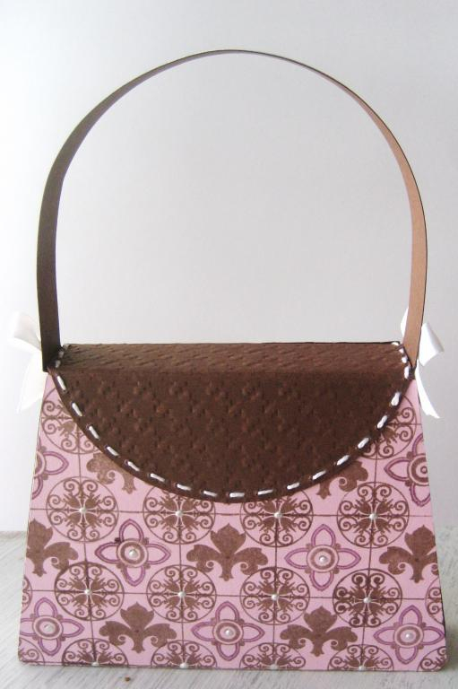 And not to forget the back side of this glam little purse.  More custom stamped patterned paper,...