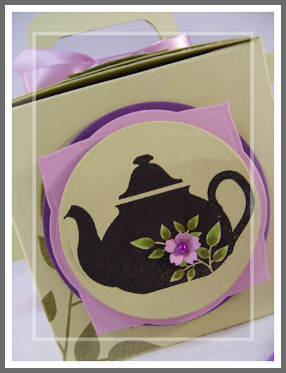 I used my Timeless Template- Get a Handle On It, to create a gift box that LOOKs like a tea...