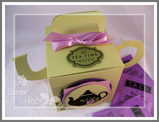 I used my Timeless Template- Get a Handle On It, to create a gift box that LOOKs like a tea...