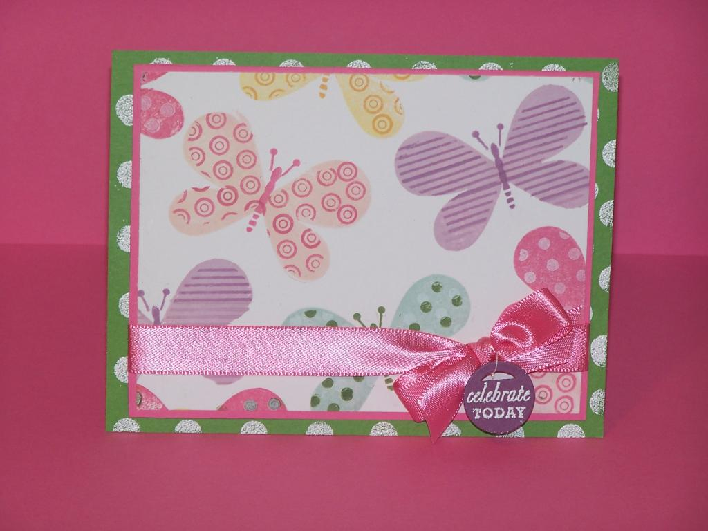 I made this card for last months bloghop. stamped images are from Butterfly Kisses,retro...
