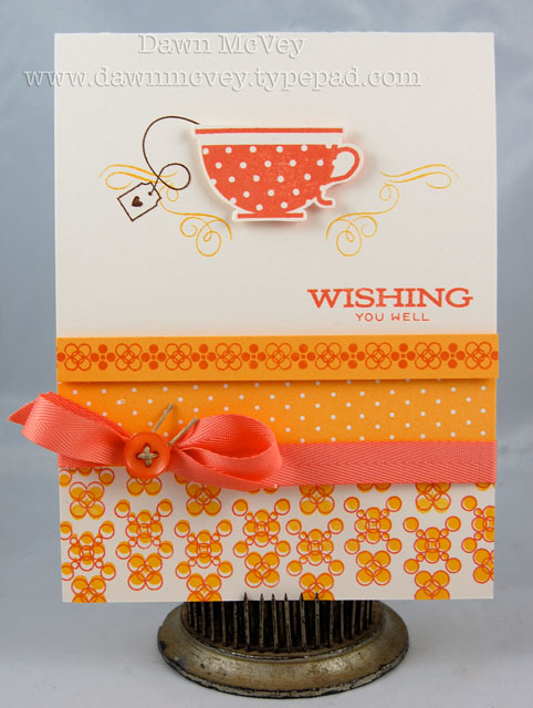 Paper: vintage cream, summer sunrise, bitty dot basics<br />
Stamps: Background Basics: Spots...