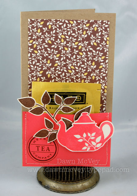 Paper: kraft, berry sorbet, vintage cream, green tea leaves<br />
Stamps: Tea for Two,...