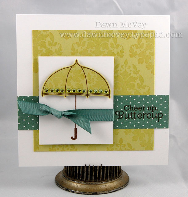 Paper: spring moss, stamper's select white, bitty dot basics<br />
Stamps: Scattered...