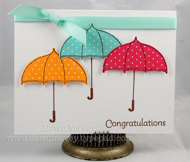 Paper: stamper's select white, bitty dot basics<br />
Stamps: Scattered Showers<br />...
