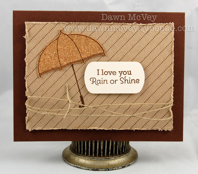 Paper: dark chocolate, kraft, stamper's select white<br />
Stamps: Scattered Showers,...