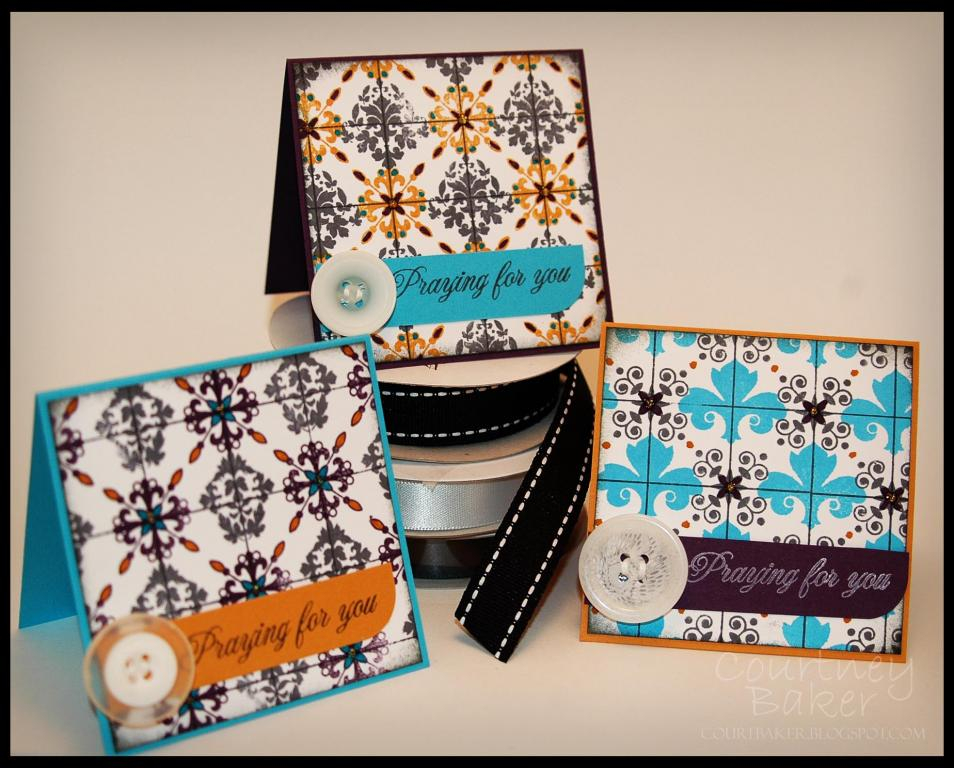 I made all three of these 3x3 cards using guidelines and Damask Designs.