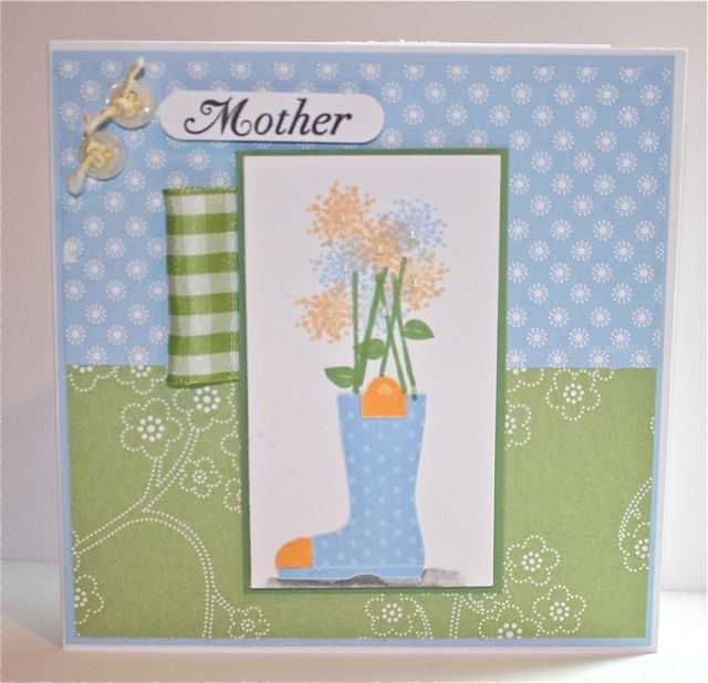 Card for Mother's Day<br />
Green Thumb, SU DSP, bashful blue, PTI white, wide ribbon, PTI...