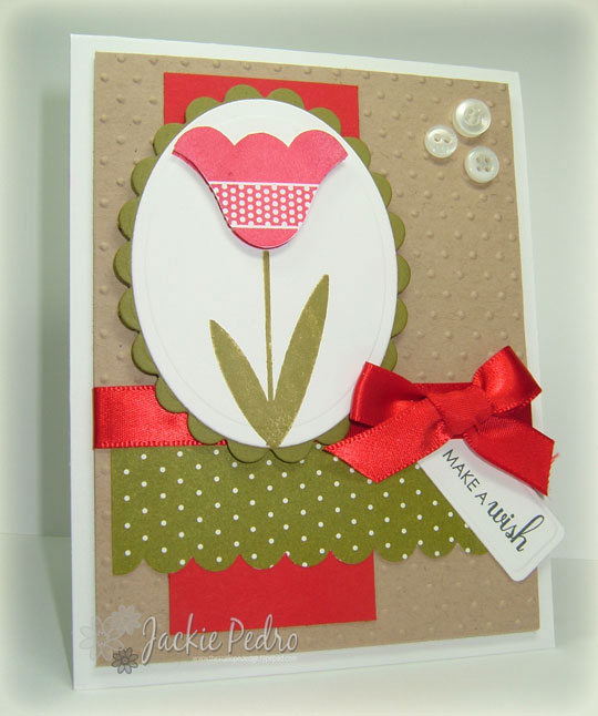 Stamps:  Wishing You<br />
Paper:  White, Kraft, Pure Poppy, Ripe Avocado, Bitty Dots DP (All...