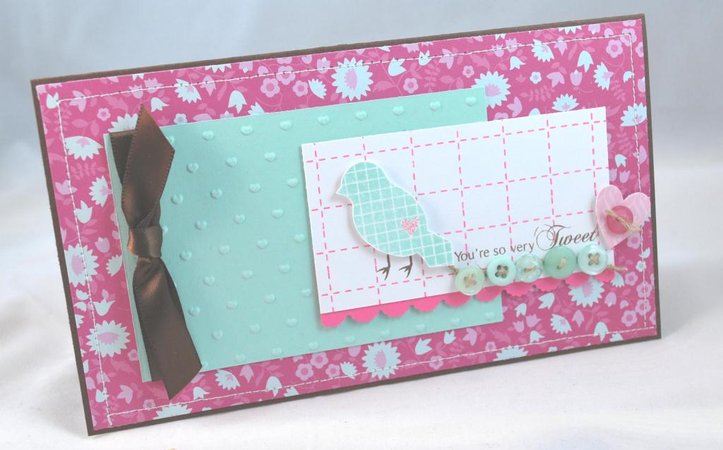 Supplies:<br />
Dimensions - 3.75x6<br />
Stamps - Background Basics: Retro, Bird Watching,...