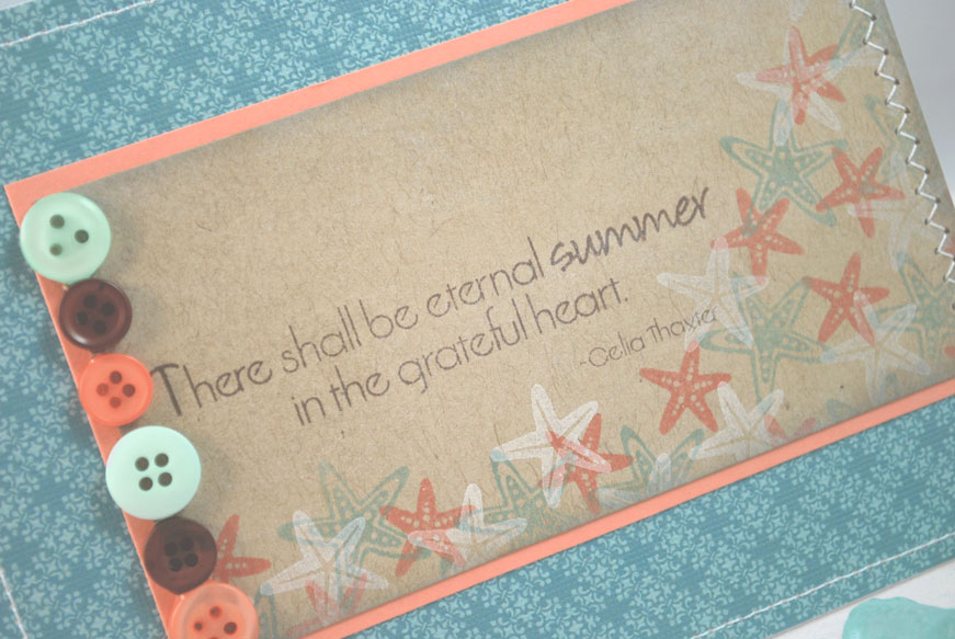 Supplies:<br />
Stamps - Day at the Beach<br />
Ink - Fresh Snow, Ocean Tides, Melon Berry,...
