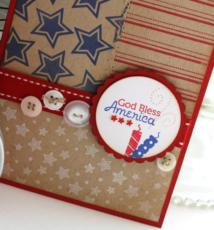 * Stamps- Let Freedom Ring<br />
    * Ink-Red and Blue Pigment by Tsukineko, Creamy Caramel by...