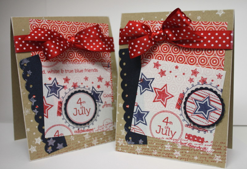 Supplies:  Let Freedom Ring, Kraft Cardstock, Linen Vellum, Metallic Blue Cardstock, patterned...