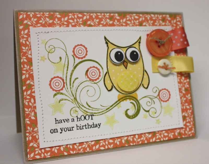 Supplies:  Fancy Flourishes, Owls,  Vintage Prints patterned paper, Kraft Cardstock, Vintage...