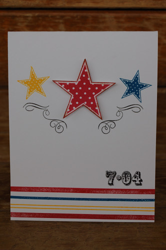 I made this 4th of July card using Everyday Classics and Faux Ribbon.