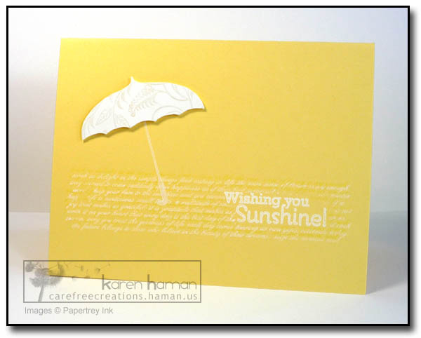 Stamps: Scattered Showers, Background Basics - Text (PTI);<br />
Ink: Versamark, white;<br />...