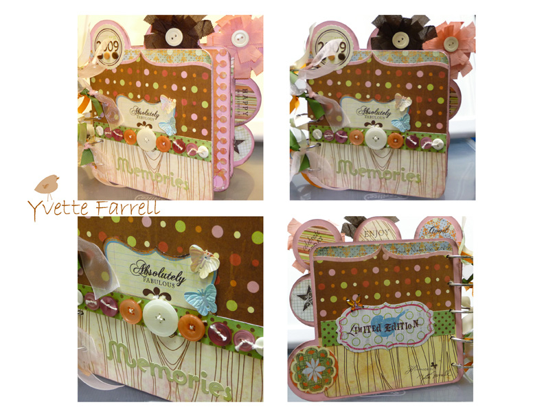 Credits: Credits: Mini album made with PTI vintage buttons, butterfly kisses stamps, mega mixed...